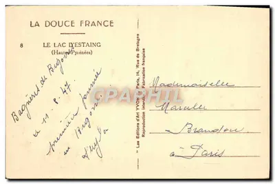 Jezioro Estaing — Hautes-Pyrénées — Wydawnictwo Art YVON — Rewers