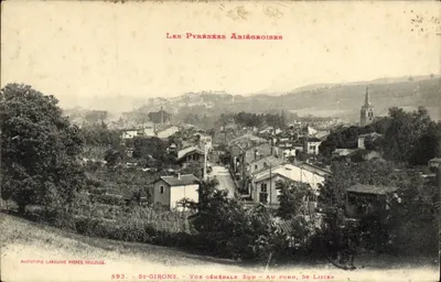 St-Girons — Vista geral sul — no fundo, St-Lizier — Fototipia Labouche Frères, Toulouse, n°893
