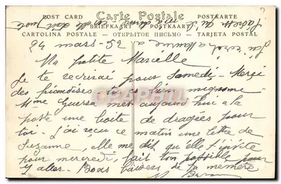 Tarjeta postal antigua Cunault Maison Renaissance — Reverso
