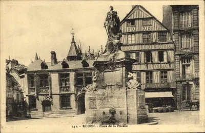 Bilhete postal antigo Rouen Place De La Pucelle Jeanne d'Arc