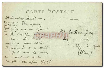 St-Quentin — Die Station — April 1919 — Bille Photo Editeur — Rückseite