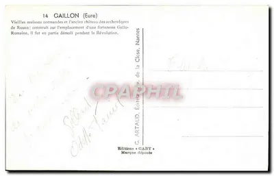 GAILLON (Eure) — Velhas casas normandas e o antigo castelo dos arcebispos de Rouen — Editor G. ARTAUD, Nantes — Verso