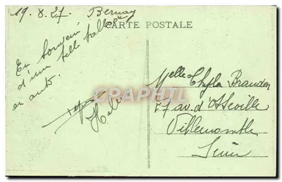 Bernay - Le Long-Pré — dom z ceglanym dachem i dachem z płytek — wydawca L. Wartel — Rewers
