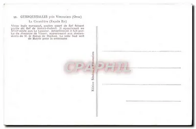 Guerquesalles perto de Vimoutiers (Orne) — A Cocardière (Fachada Leste) — Edição Sénécal - Vimoutiers — Verso