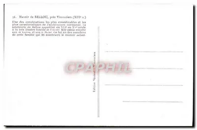 Manor de Bellou, perto de Vimoutiers — edição Sénétiers — n°56 — Verso