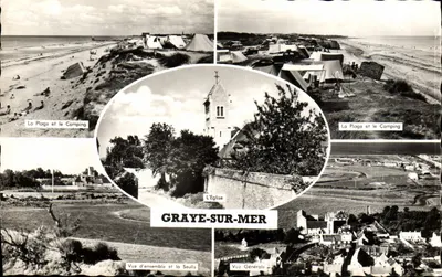 Graye-sur-Mer — Vista geral e a Seulles — Editor Artaud & Fils, Nantes