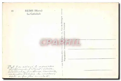 Reims (Marne) — De Kathedraal — Edities van Kunst Yvon, nr. 40 — Achterkant