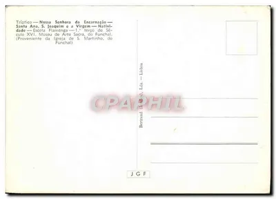 Tríptico — Nossa Senhora da Encarnação — Santa Ana, S. Joaquim e a Virgem — Natividade — Escola Flamenga — 1.º terço do Século XVI — Museu de Arte Sacra, do Funchal — Verso