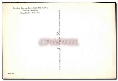 Carros correndo para baixo do Monte, Funchal, Madeira — Fotografia em cores naturais por J. Alder Dixon, Newpolt, Ilha de Wight — n° MDR.46 — Verso