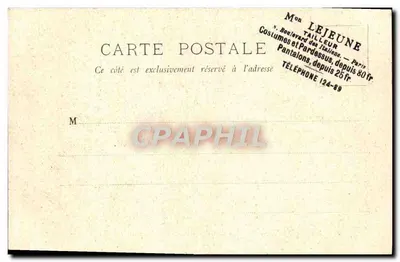 Dunkerque — A Estátua da Vitória — Lejeune, Costureiro, 8, Boulevard dos Italianos, Paris — LL — Verso