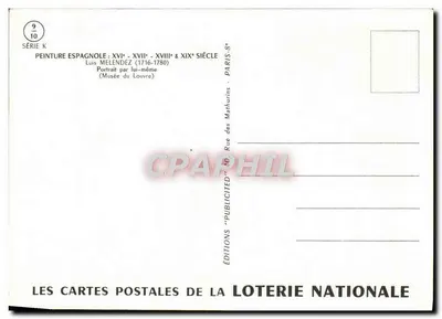 Retrato de Luis Meléndez — ele mesmo — Edições da Loteria Nacional, Série K — Verso