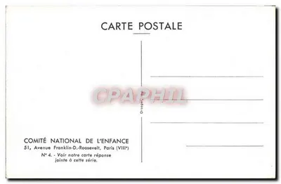 Dwa dzieci w strojach epokowych — COMITÉ NATIONAL DE L'ENFANCE, N° 4 — Rewers