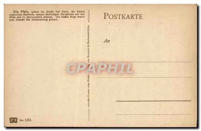 Castelo da Petite Burg — Rio Reno, perto de Kaub — editor Astudin-Karten, n° 133 — Verso