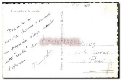 Abdij van Montières-sur-Oise — Klooster en toren — Antieke ansichtkaart P17 — Achterkant