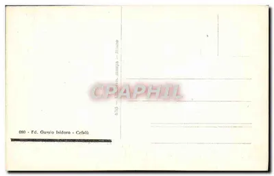 Cefalú - Catedral — vista de la fachada y torres — editor Gussio Isidoro, n° 080 — Reverso