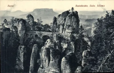 Basleibrücke, Saxe - Alemanha — Ponte sobre rochedos — H. Engler's Postkarte, n° 2967-1911