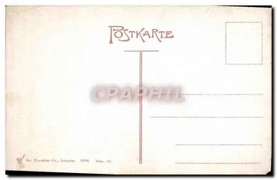 Burg Sonneck — castelo sobre falésia acima do rio Reno — Dr. Trenkler Co., Leipzig, n° 13 — Verso