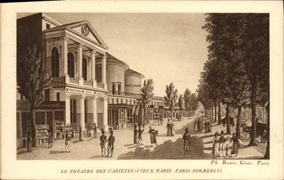 O Teatro das Variedades (Velho Paris - Paris Anteriormente) — gravura de Ph. Rosen, Paris