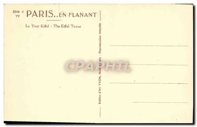 Paris — La Tour Eiffel vue de la Champs de Mars — Édition d'Art YVON, Série 4 n°77 — Reverso