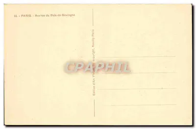Arco do Triunfo — vista da Avenida do Bois de Boulogne — Édition d'Art YVYON, Neully Paris — Verso