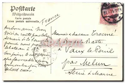 Mainz z Stepahansturm — widok z lotu nad miastem i katedrą — wydawca nieznany, seria nie widoczna — Rewers