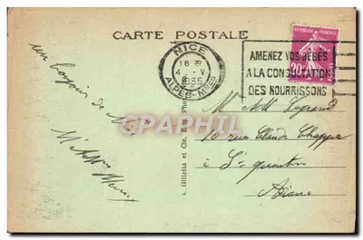 Nice — Quai dos Estados Unidos — L. Gilletta et Cie, n°150 — Verso