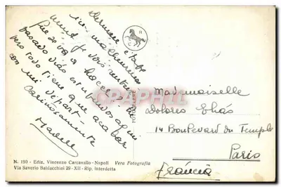 Capri - Natuurlijke Boog en Uitzicht op de Sorrentijnse Halvehoofd - Uitgever Vincenzo Carcavallo, N° 190 — Achterkant