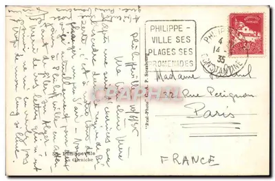 Vista de Philippeville — Praias e passeios — 'Real-Photo' G.A.P. Strasbourg — Verso