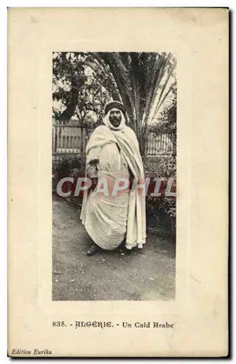 Bilhete postal antigo Argélia Um Caid Arabe
