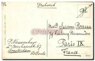 Dziewczyna w stroju tradycyjnym — Volendam — Drukwerk — Rewers