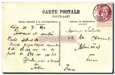 Gileppe — Entrada do dique — Souvenir de la Gileppe, N° 5 — Verso
