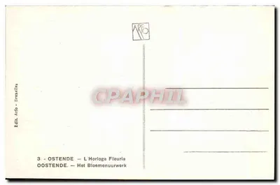 Oostende — Zegar z kwiatami — Wydawca Arfo, Bruksela, n°3 — Rewers
