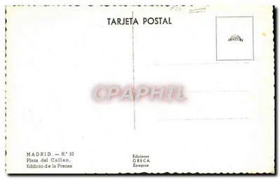 Madryt — Plaza del Callao — Budynek Prensa — Éditions GRECA — Rewers