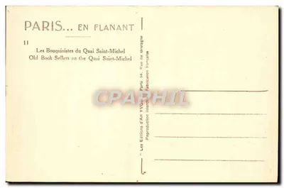 Bilhete postal antigo Paris En Flanant Os Bouquinistas do Quai Saint Michel Notre Dame — Verso