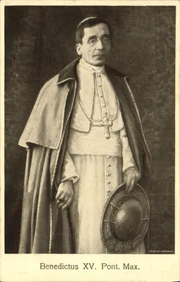 Papa Benoît XV — retrato em traje pontifical — V.A. Benziger & Co. n° 1605