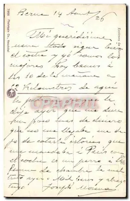 Pasterza w wysokich Alpach — alpejski widok z bykami i chatami — Phototype Co. Neuchâtel n°7966 — Rewers