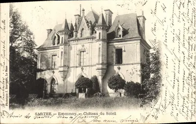 Bilhete postal antigo Sarthe Ecommoy Castelo do Sol