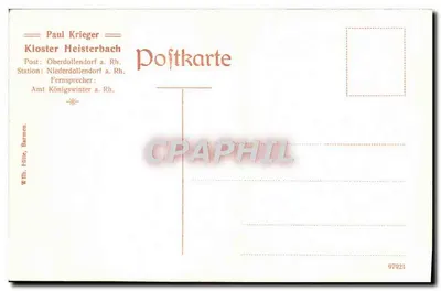 Ruínas do mosteiro de Heisterbach no Siebengebirge — editor W. Fülle, Barmen, n° 97921 — Verso