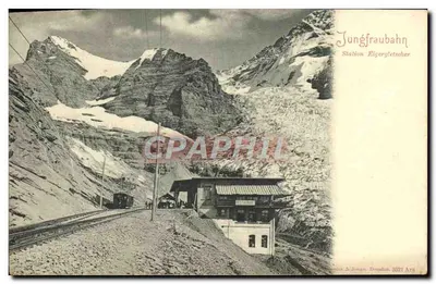 Jungfraubahn — Estação Eigergletscher — Editor & Jungen, Dresden, n° 3321 Arg