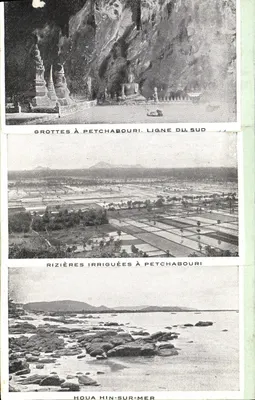 Grottes à Petchaburi — Rizières irriguées à Petchaburi — Houa Hin-sur-Mer — Ligne du Sud