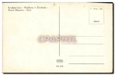 Hôtel Hranice — Krušné hory, Moldava na Boêmia — editor ORBIS, n° 020643 — Verso