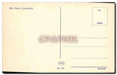 Bilá Voda u Javorníka — widok panoramiczny wioski otoczonej lasami — wydawca ORBIS, nr 165 — Rewers