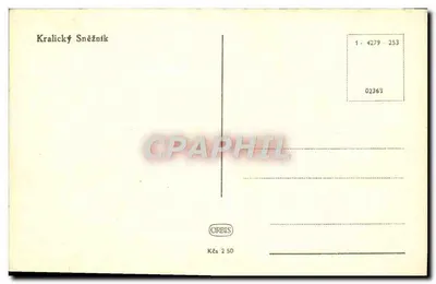 Kralický Sněžník — widok budynku na szczycie — wydawca ORBIS, nr serii 1-4279-253 — Rewers