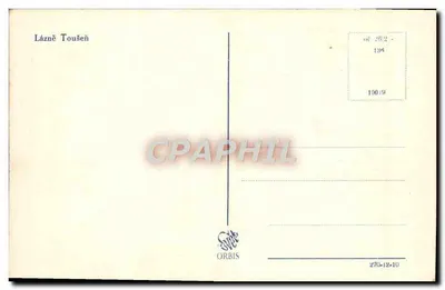 Lázně Toušeň — widok ulicy z domem i ogródkiem — wydawca ORBIS, n° 134 — Rewers