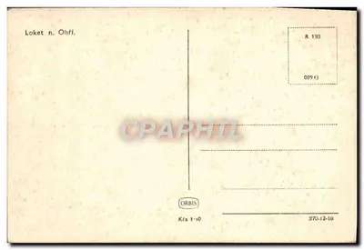 Loket n. Ohří — vista panorâmica do castelo e dos edifícios — editor ORBIS, n.º de série R 190 — Verso