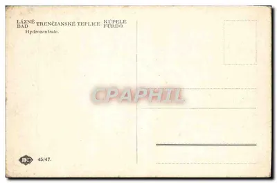 Bany Trenčianske Teplice — Hydrozentrale — wydawca JKO, n° 45/47 — Rewers