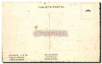 Madrid — Palácio Nacional e Praça de Oriente — Edições « Greca » — Verso