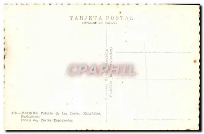 Madrid — Palácio das Cortes Espanholas — Editor García Carrabella, n° 116 — Verso