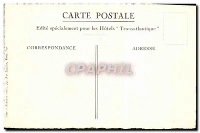 Dunas entre El-Oued e Tozeur — Edição especial para os Hotéis "Transatlantique" — Editor: Lay e Nardon, 44 Rue Lautier, Paris — Verso