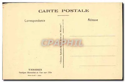 Tabarka — Vestígios Romanos e Vista da Ilha — Edição Especial do Grand Hôtel des Mimosas — Verso